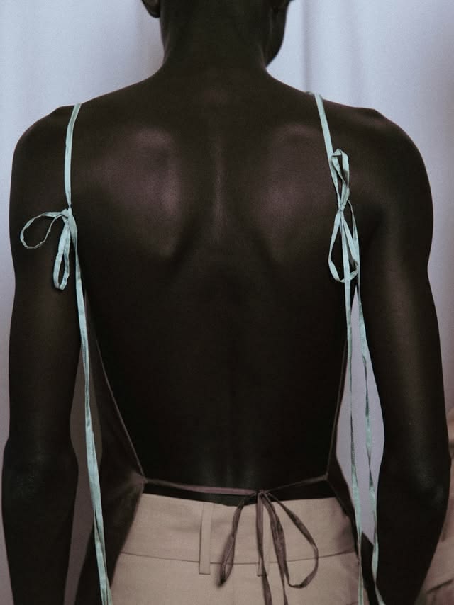Dries Van Noten Spring Summer 2027 blue silk shirt tied at the back