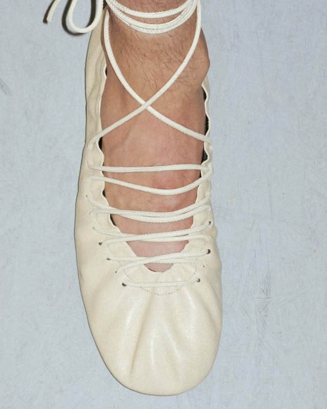 Dries Van Noten Spring Summer 2027 ballerina shoes for men in pale yellow