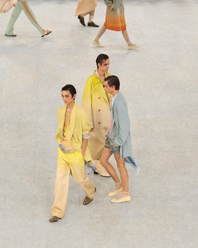 Dries Van Noten Spring Summer 2027 menswear runway collections exploring memory, softness, and human creativity through contemporary fashion design